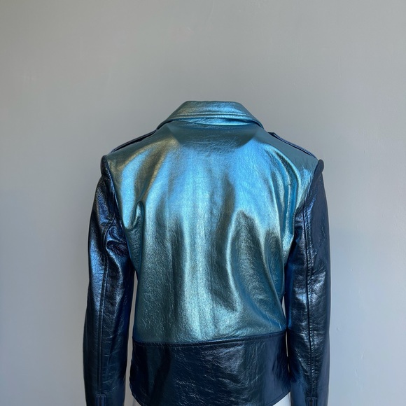 Alyson Eastman Metallic two-toned blue moto jacket - Picture 5 of 6
